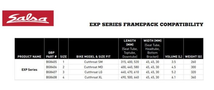 Salsa EXP Cutthroat Framebag L tuotekuva 2