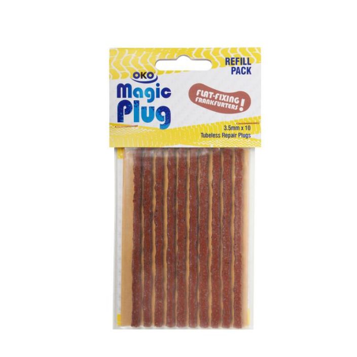 OKO Magic Plug Tubeless Repair Kit Noodles 10x 3.5mm 10 varapaikkaa tubeless renkaan paikkaamiseen. Paksuus 3.5mm.