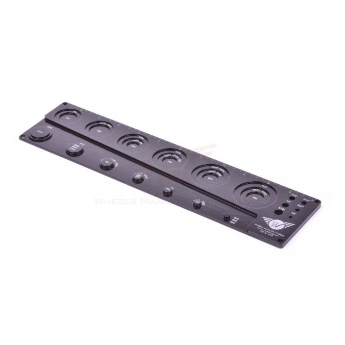 Wheels Benchtop Bearing Ruler Alumiininen mittatyokalu jolla selvitat laakerien sisa- ja ulkohalkaisijat.