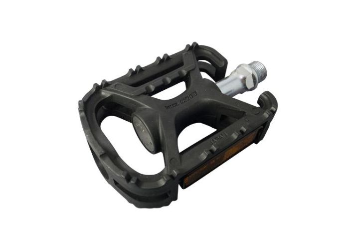 MKS Pedal MT-FT Muovinen peruspoljin heijastimilla. Muovirunko Heijastimet Koko: 95x72mm Paino: 259gr 9/16&quot; -kierteella.